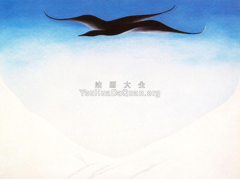 A Black Bird With Snow Covered Red Hills - 乔治亚·奥基夫